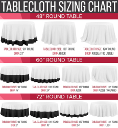 Round Table Linens Sizing Chart 1763758191 Linen - Ivory (Round Table)
