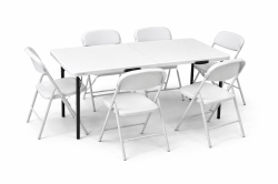 6ft Plastic Table with 6 Chairs